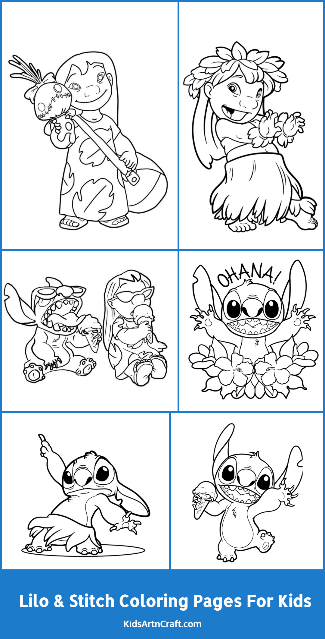Lilo & Stitch Coloring Pages For Kids – Free Printables