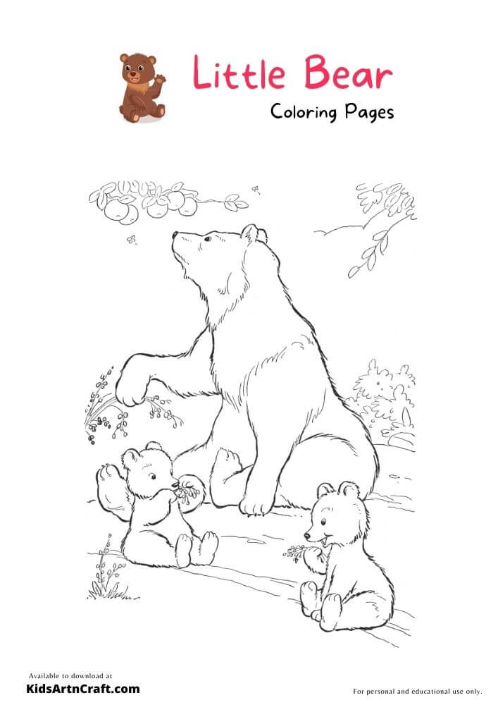 Little Bear Coloring Pages For Kids