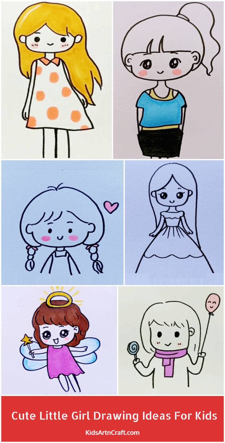 Cute Little Girl Drawing Ideas For Kids - Kids Art & Craft