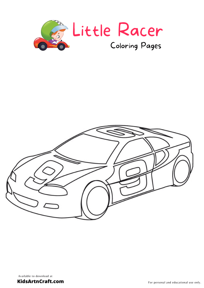 Little Racer Coloring Pages For Kids