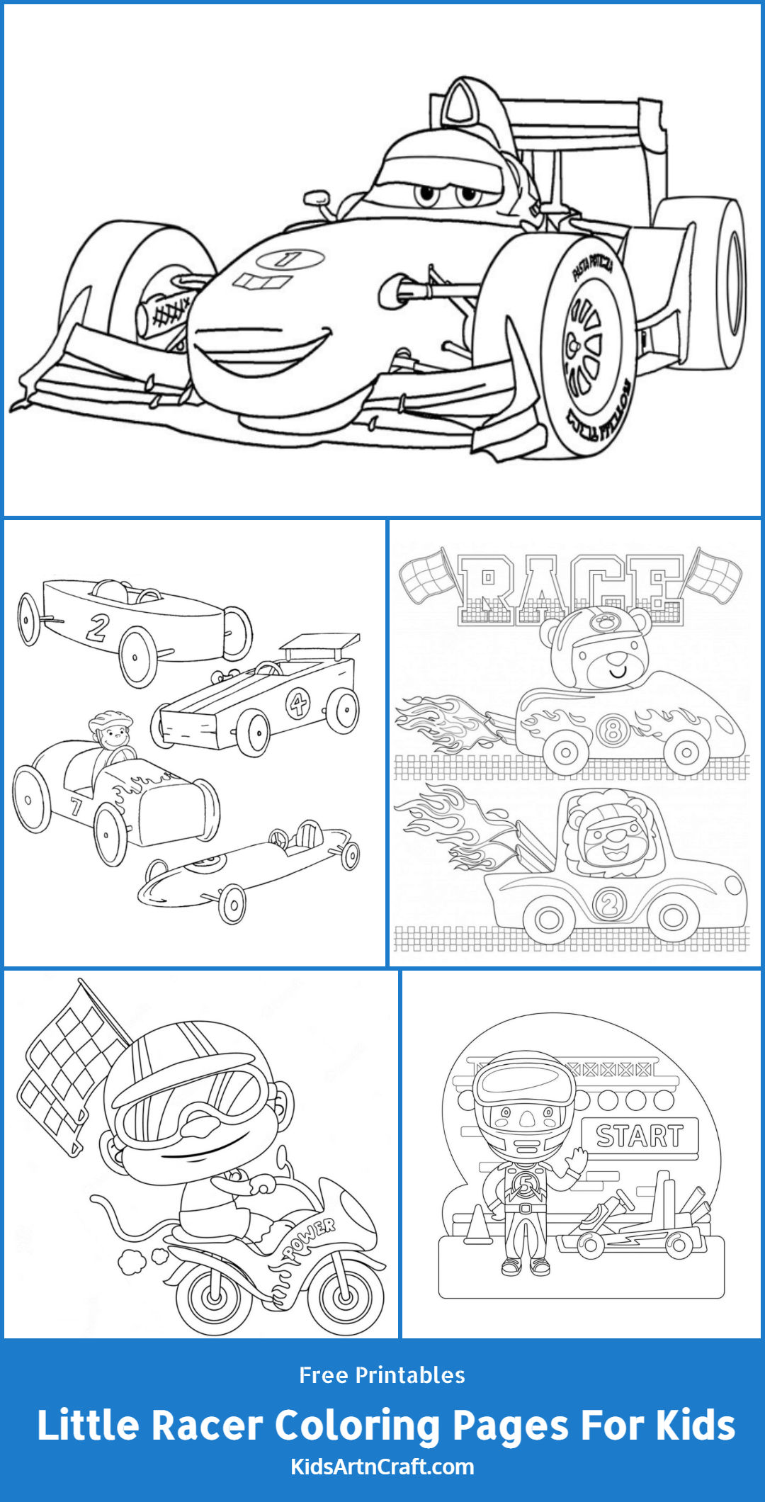 Little Racer Coloring Pages For Kids – Free Printables