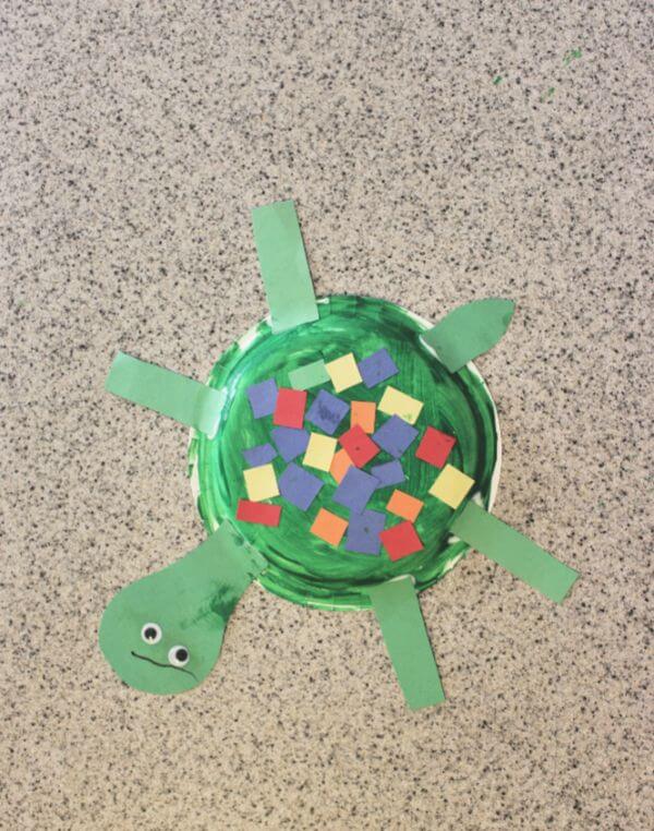Mosaic Turtle Craft With Paper Plate For Kids