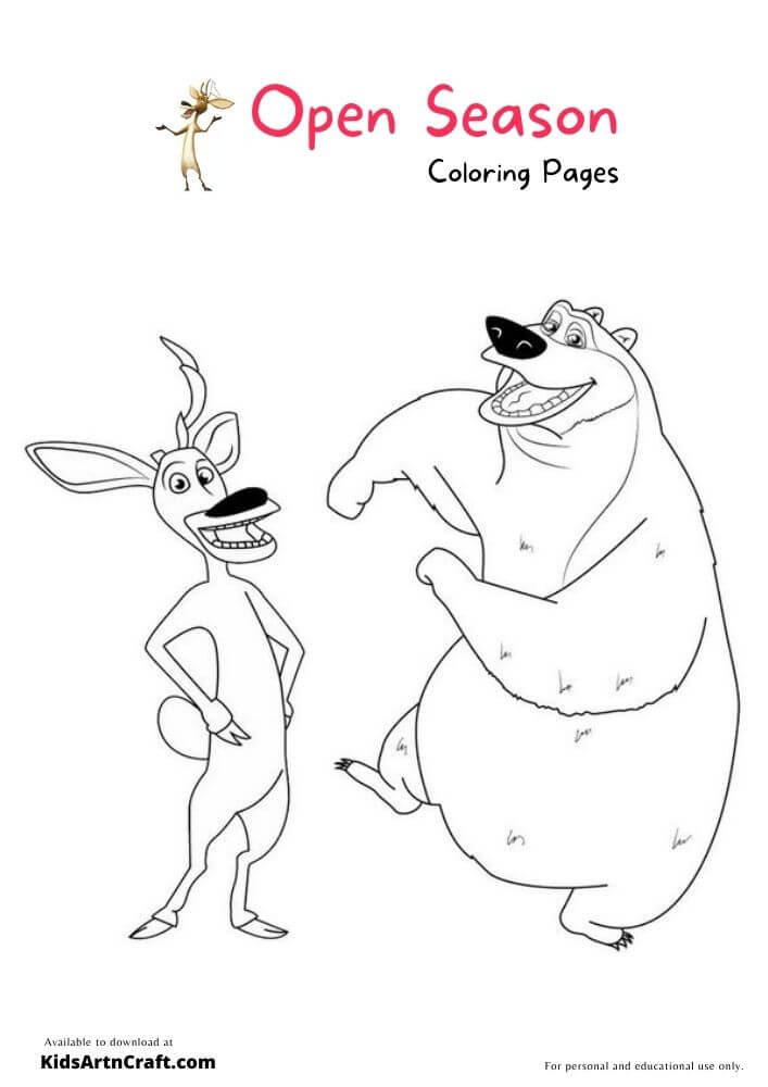 Open Season Coloring Pages For Kids – Free Printables