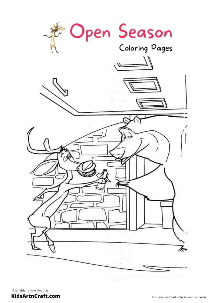 Open Season Coloring Pages For Kids – Free Printables