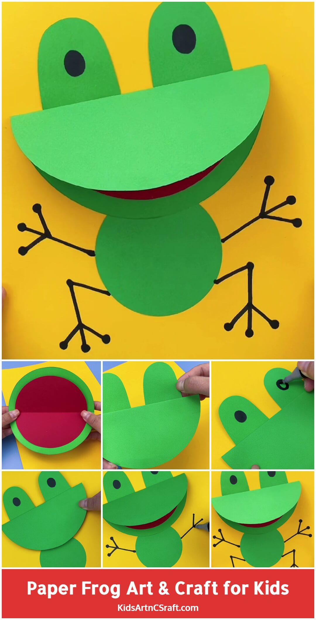 Paper Frog Art & Craft For Kids Step by Step Tutorial