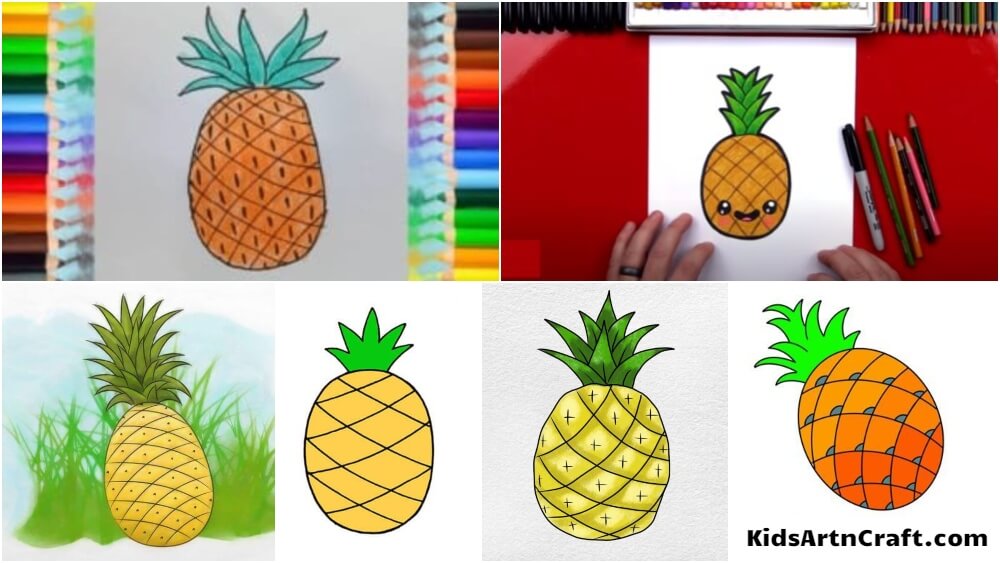 ineapple Drawing & Sketches for Kids