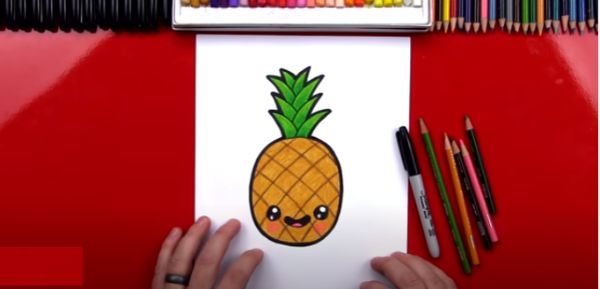 Pineapple Fruit Drawing & Sketch Art For Kids