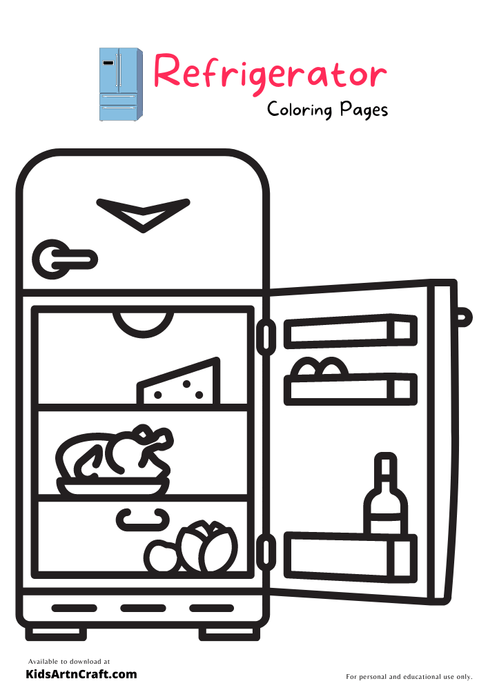 Refrigerator Coloring Pages For Kids – Free Printables