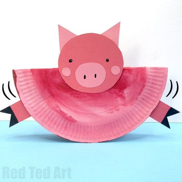 Rocking Paper Plate Pig Animal Craft For Kids