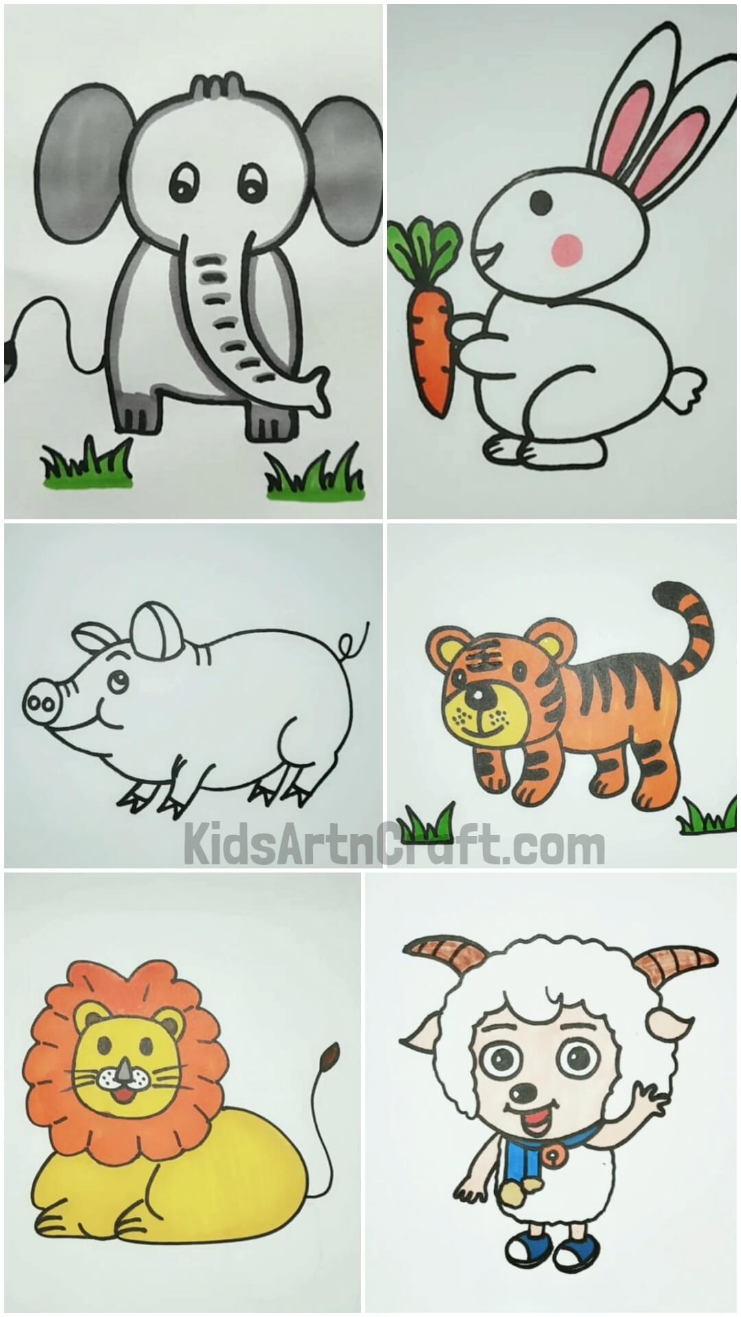 Easy animals drawing for kids - video Dailymotion-saigonsouth.com.vn