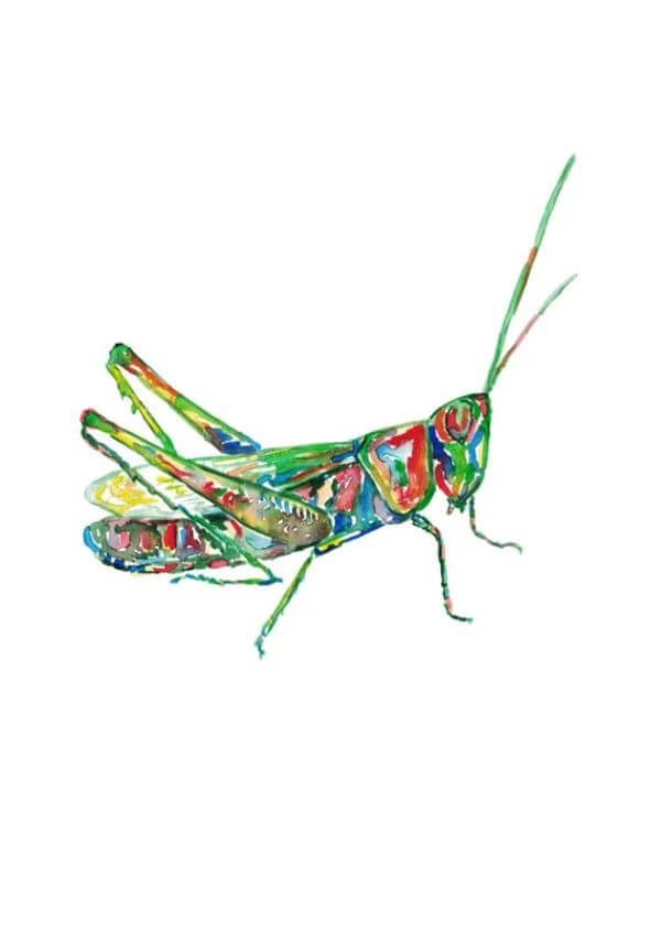 Simple Grasshopper Painting With Watercolor