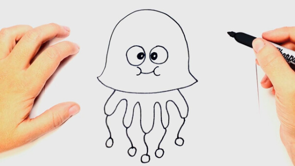 Jellyfish Drawings & Sketches For Kids Simple Jellyfish Drawing For Preschooler