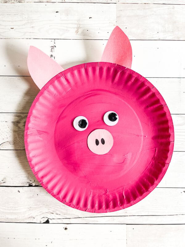 Simple Paper Plate Pig Craft Project Using Pink Color