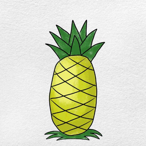 Simple Pineapple Drawing Step by Step