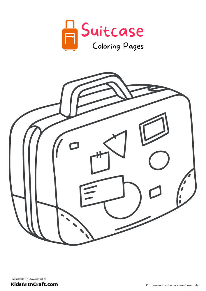Suitcase Coloring Pages For Kids – Free Printables