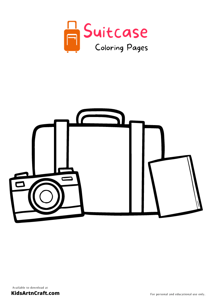 Suitcase Coloring Pages For Kids – Free Printables