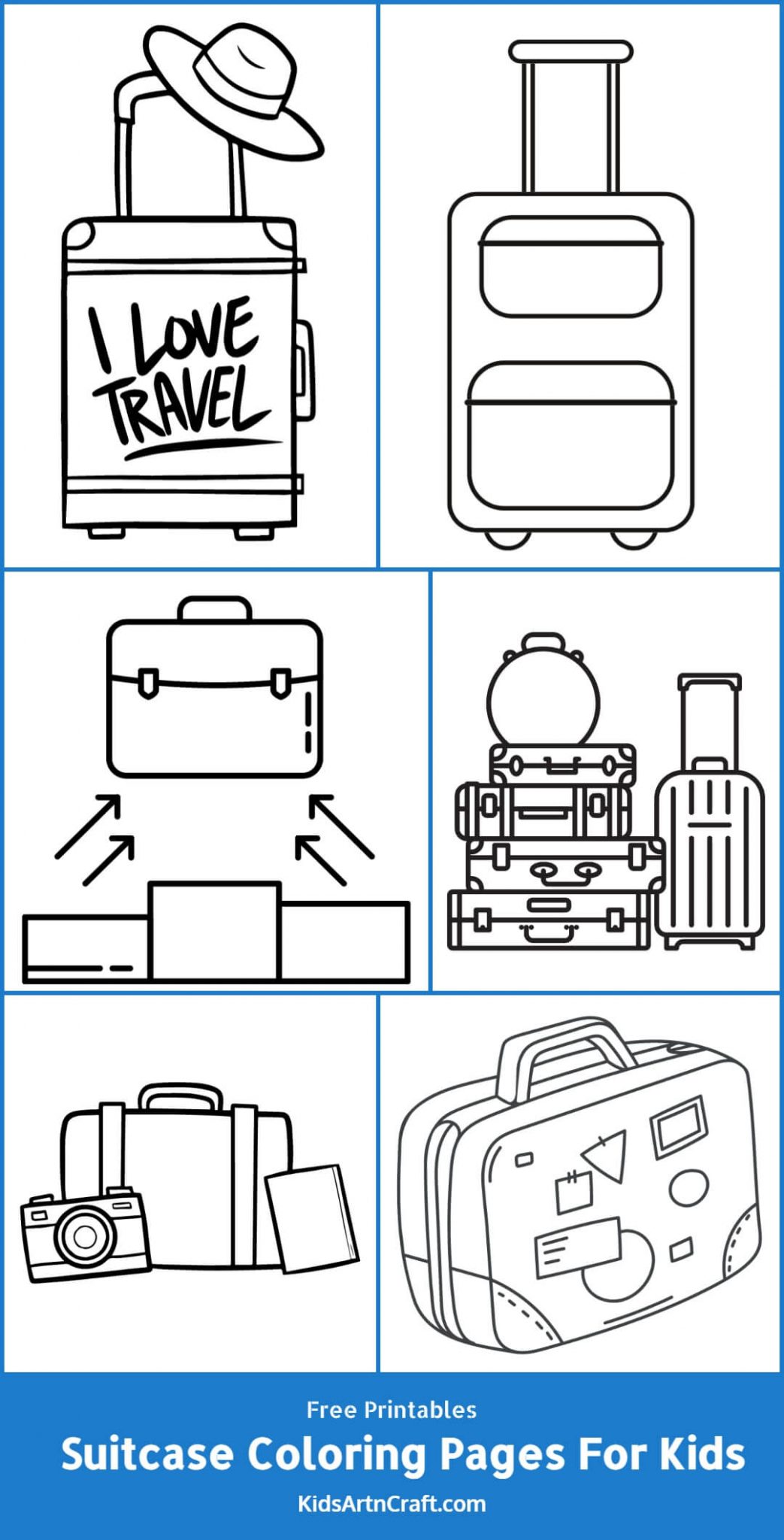 Suitcase Coloring Pages For Kids – Free Printables - Kids Art & Craft