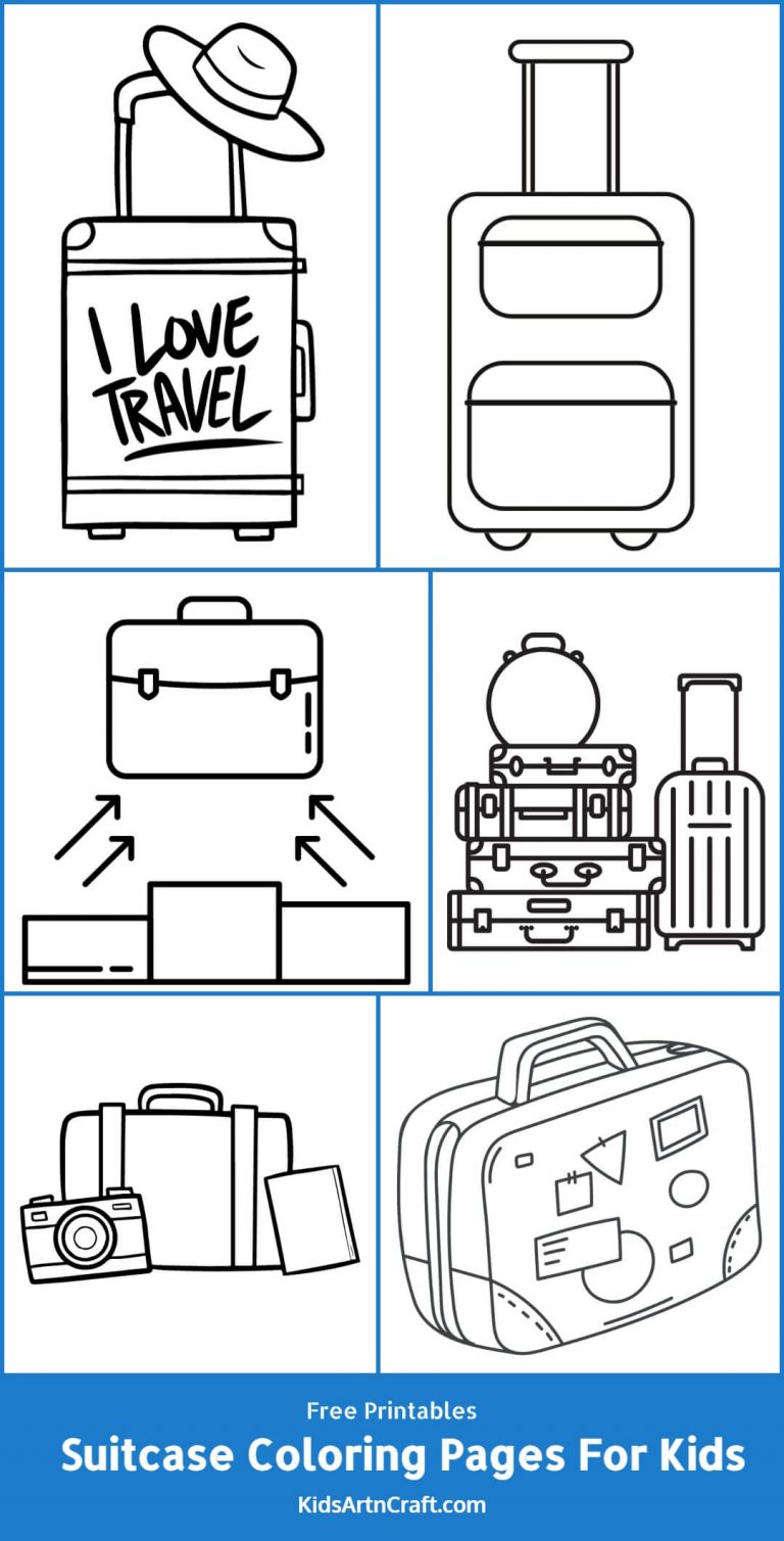 Suitcase Coloring Pages For Kids – Free Printables - Kids Art & Craft
