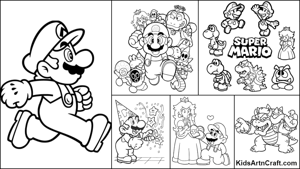 mario coloring pages for kids printable