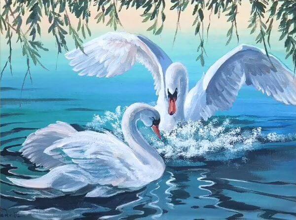 Swan Acrylic Painting Art
