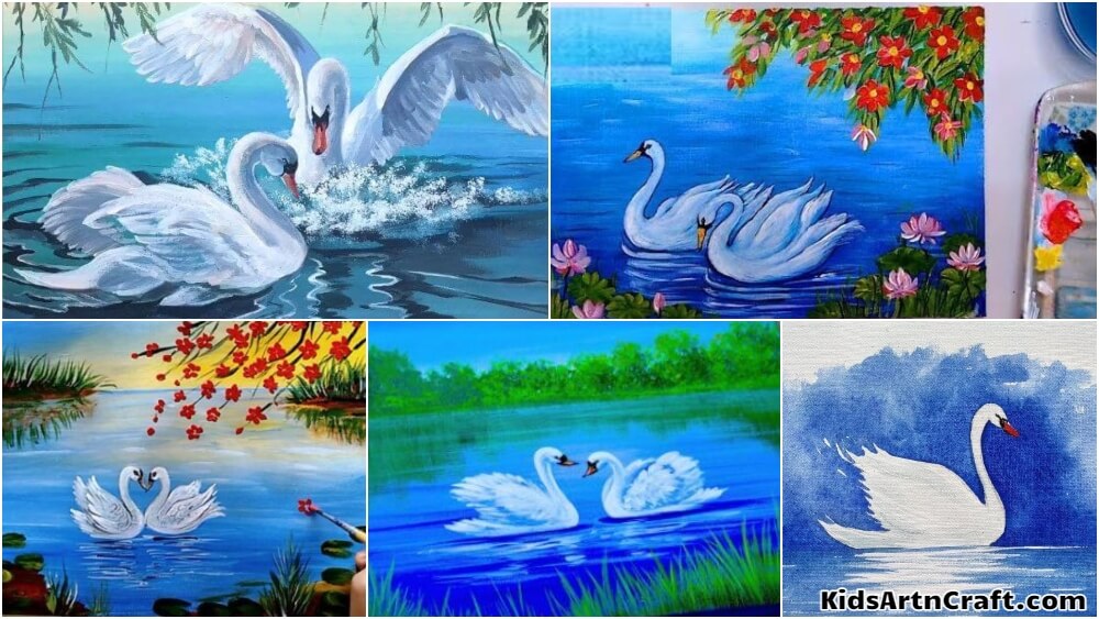 Swan Paintings For Kids & Adults