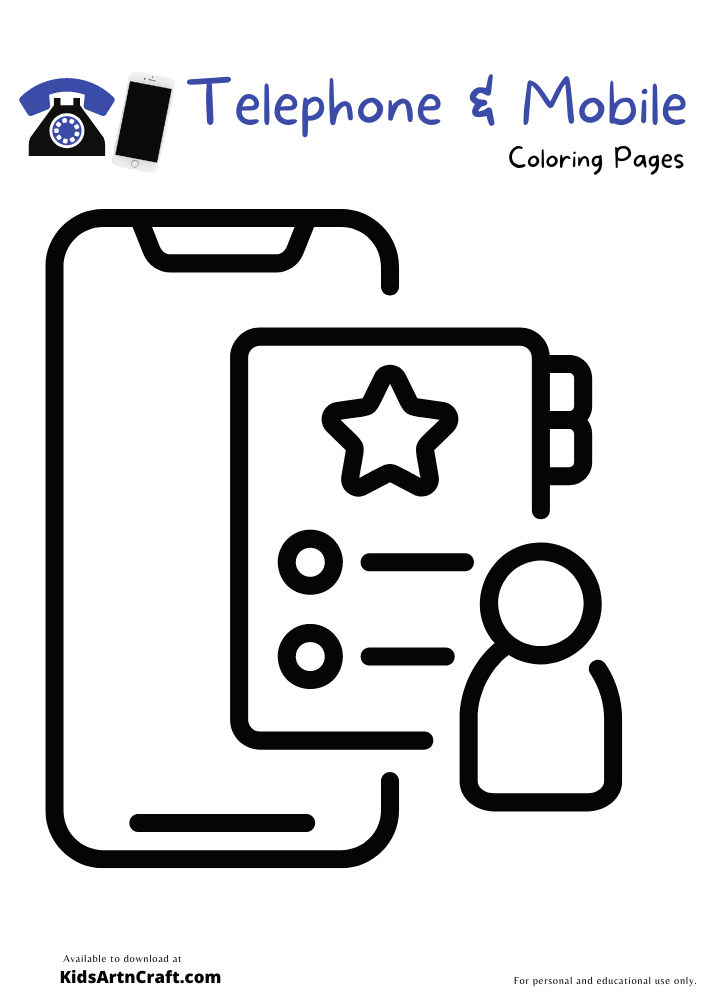 Telephone & Mobile Coloring Pages For Kids – Free Printables