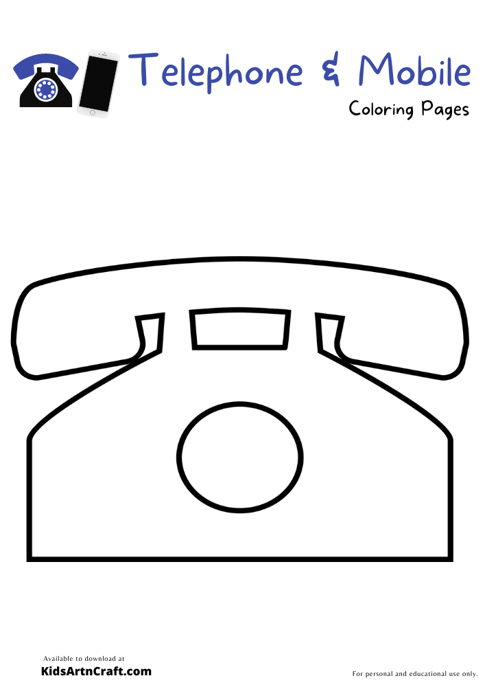 Telephone & Mobile Coloring Pages For Kids – Free Printables