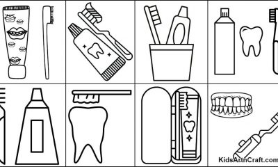 Toothpaste & brush Coloring Pages For Kids – Free Printables