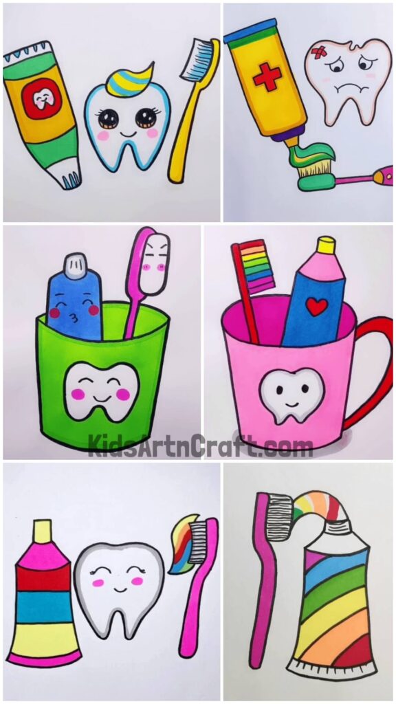 Toothpaste & Brush Drawings for Kids - Kids Art & Craft