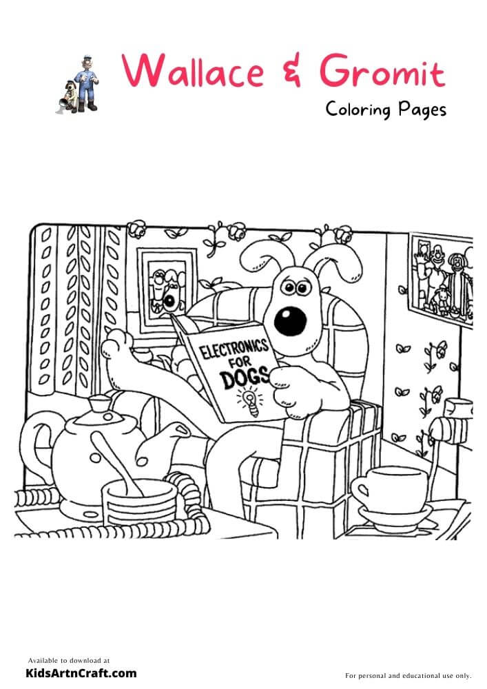 Wallace and Gromit Coloring Pages For Kids
