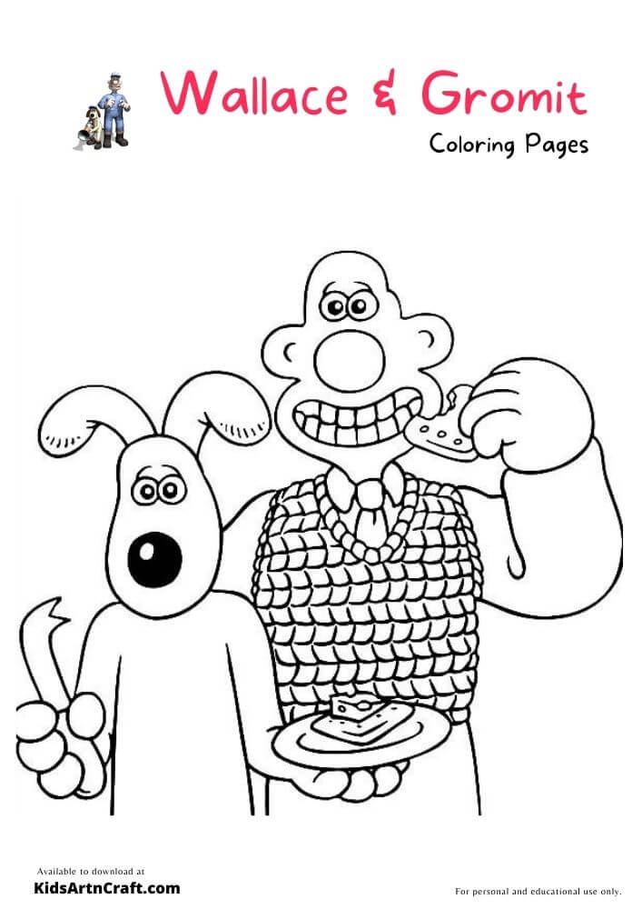 Wallace and Gromit Coloring Pages For Kids