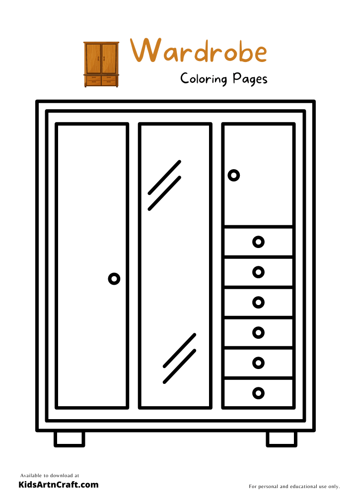 Wardrobe Coloring Pages For Kids – Free Printables