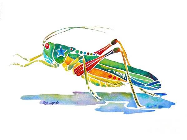Watercolor Grasshopper Painting Idea For Kids
