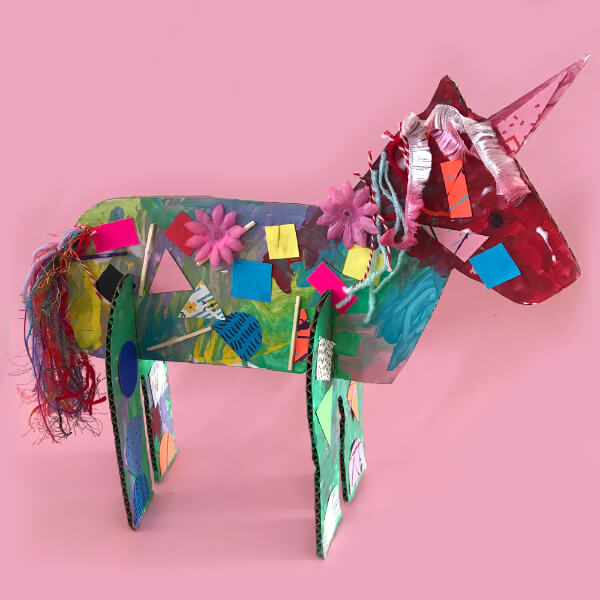 3D Collage Unicorn Craft Using Cardboard