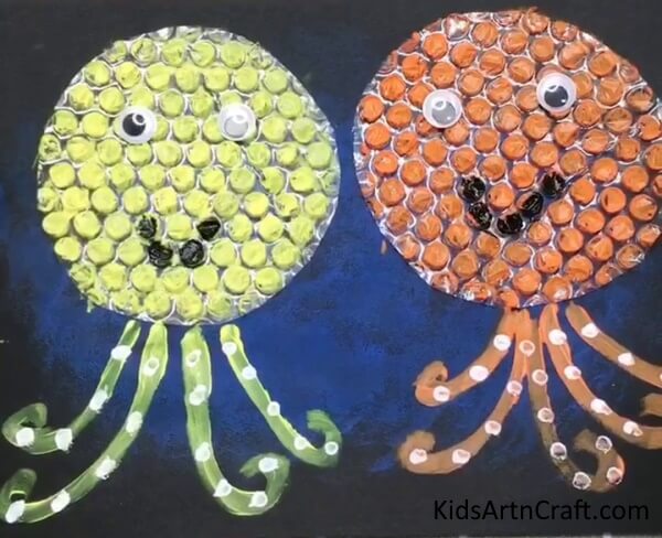 Octopus Art & Craft Project Using Plastic Bubble Easy Paper Handmade Art & Craft Ideas For Kids 