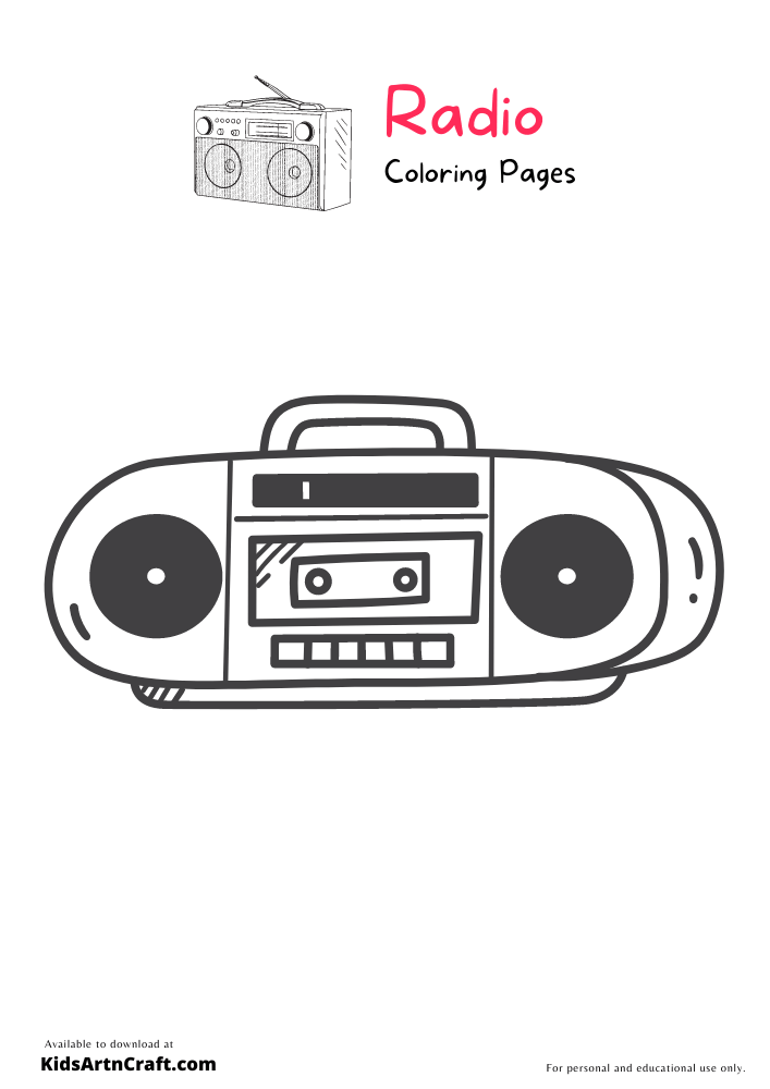 Radio Coloring Pages For Kids-Free Printable