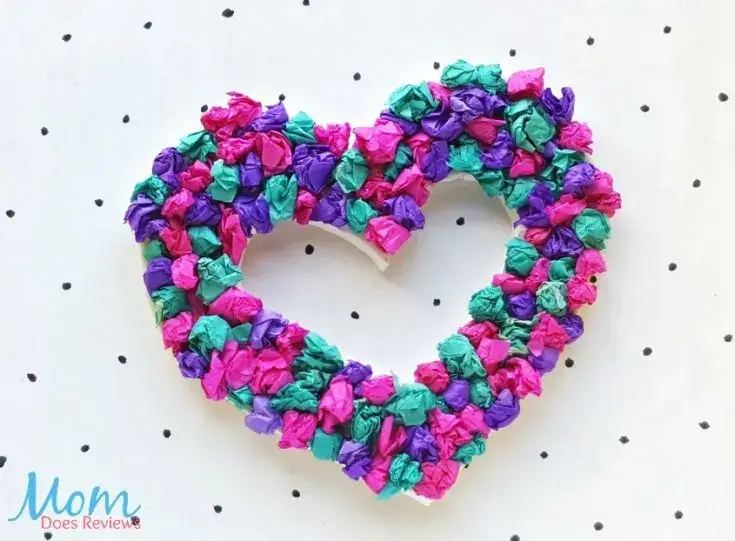Easy Tissue Paper Heart Wreath Craft Ideas For Kids