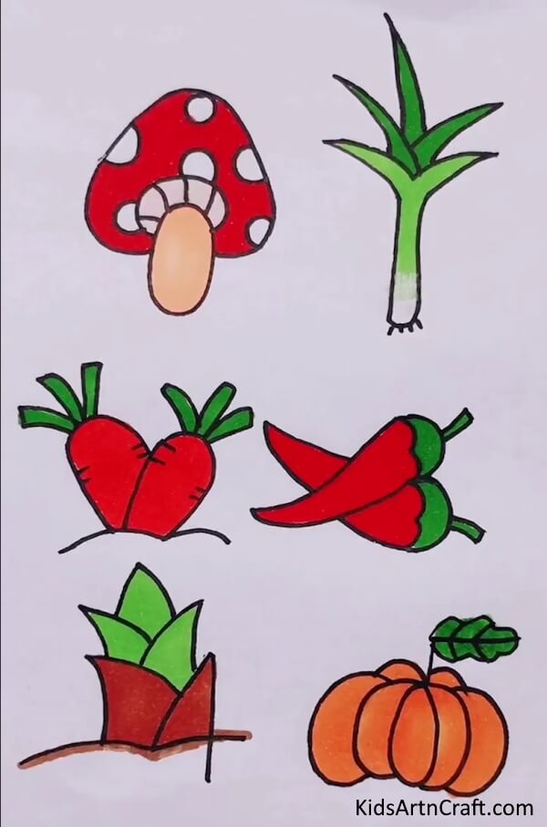 fruits-vegetables-drawing-coloring-project-for-kids