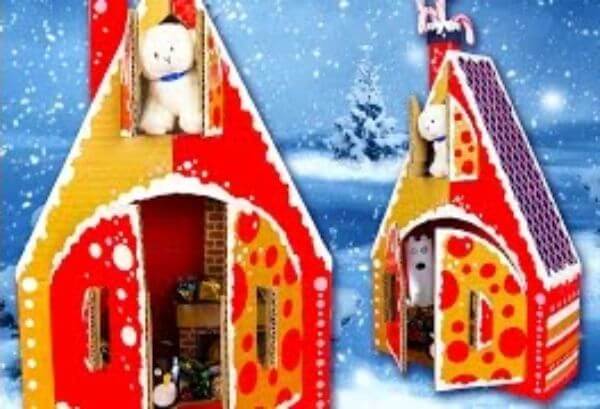 Adorable Christmas National Gingerbread Day House Cardboard Craft Idea