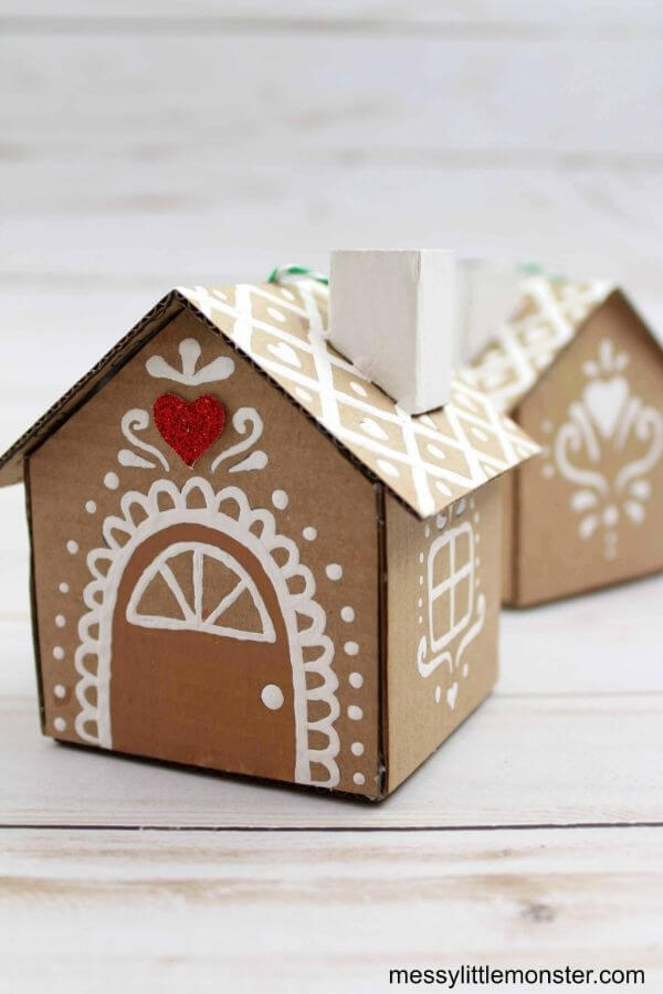 Adorable Mini National Gingerbread Day Ornament House Craft With Template For Kids