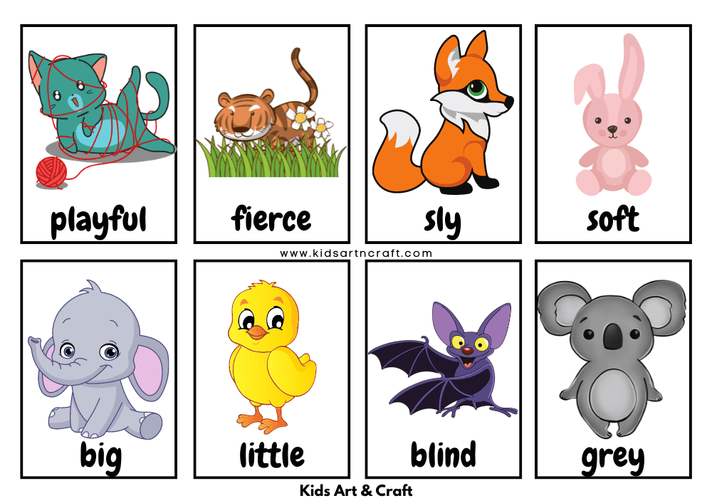Animal Character Flashcards For Kids- Free Printable - Kids Art & Craft