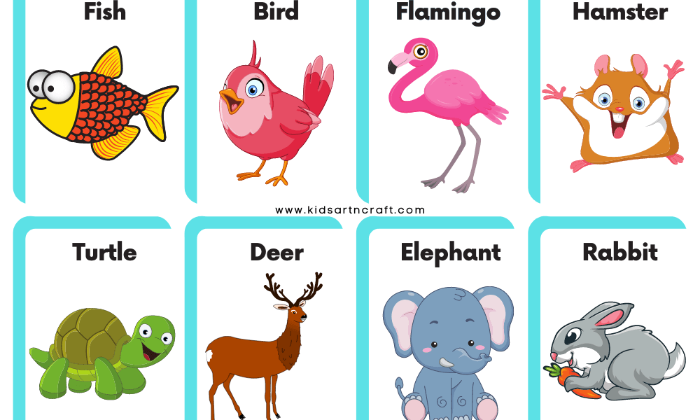 Animals Flashcards For Preschoolers- Free Printable Worksheet - Kids Art &  Craft
