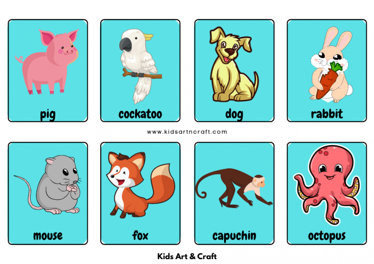 Animals Flashcards For Toddlers Free Printable Kids Art & Craft