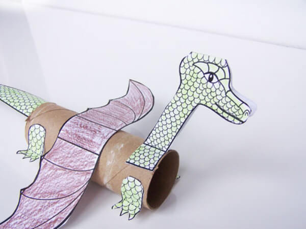Baby Dragon Cardboard Tube Craft With Printable Template For Kids