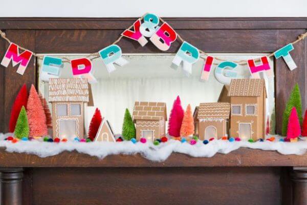 Cardboard Gingerbread Village Craft Idea For Home Decor