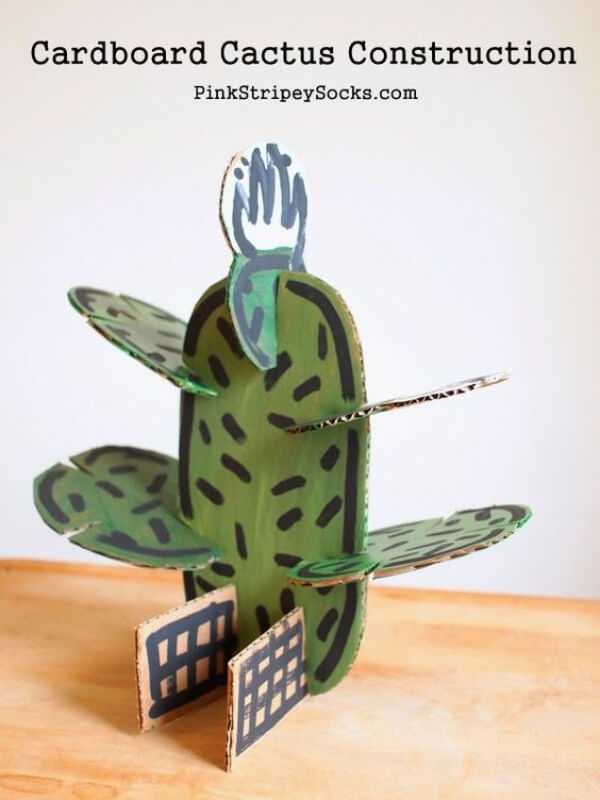 Cardboard Cactus Construction Craft Project For Kids
