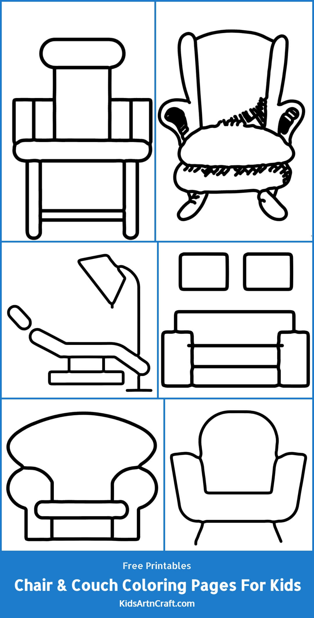 Chair & Couch Coloring Pages For Kids – Free Printables