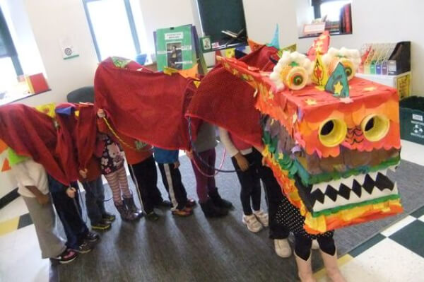 Chinese New Year Cardboard Crafts for Kids Fun Cardboard Dragon Head Craft for Chinese New Year