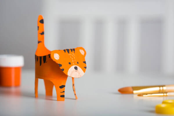 Simple Cardboard Tube Tiger Craft for Primary School