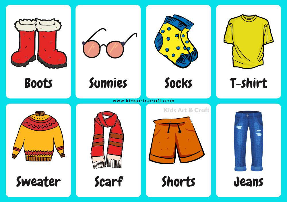 Clothes Flashcards For Kindergarten